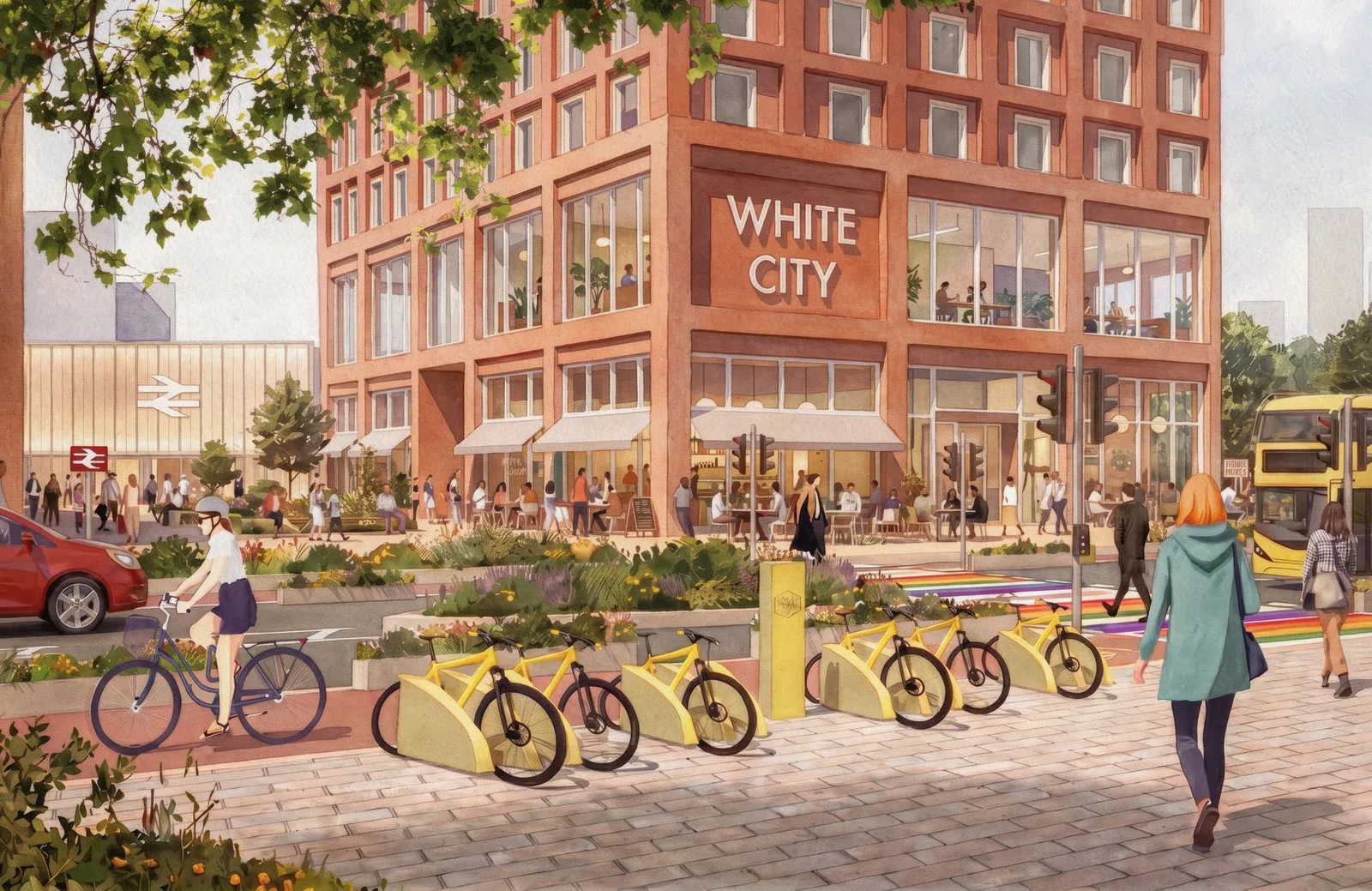 Illustrative masterplan view of transport connections through Trafford Wharfside